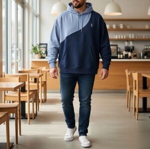 Psycho Bunny Men's Two-tone Blue Hoodie size 2X